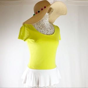 Ann Taylor Peplum Basic Tee In Neon Green 0060